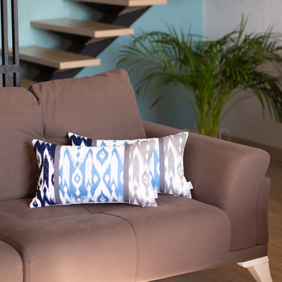 Ikat Set of 2 Lumbar Boho Throw Pillow Covers