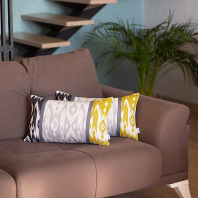 Ikat Set of 2 Lumbar Boho Throw Pillow Covers