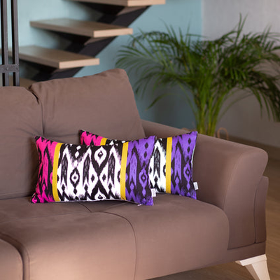 Ikat Set of 2 Lumbar Boho Throw Pillow Covers