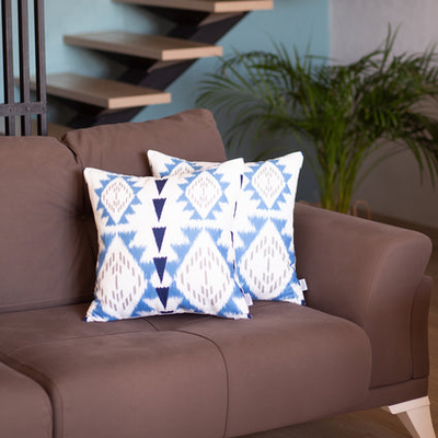 Ikat Set of 2 Square Boho Throw Pillow Covers