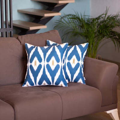 Ikat Set of 2 Square Boho Throw Pillow Covers