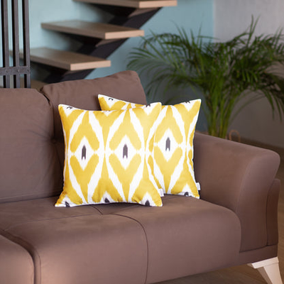 Ikat Set of 2 Square Boho Throw Pillow Covers