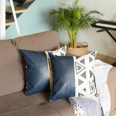 Bohemian Vegan Faux Leather Decorative Throw Pillow Covers Set of 2
