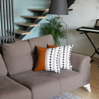 Bohemian Vegan Faux Leather Decorative Throw Pillow Covers Set of 2