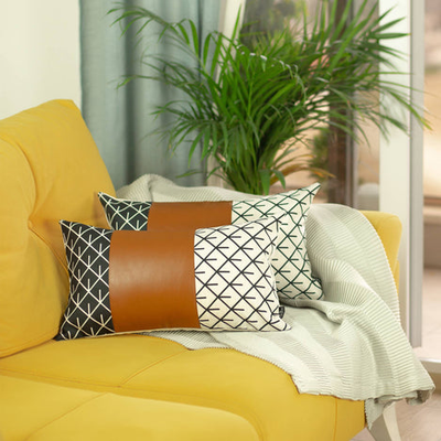 Bohemian Vegan Faux Leather Throw Pillow Covers Set
