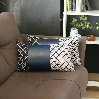 Bohemian Vegan Faux Leather Throw Pillow Covers Set