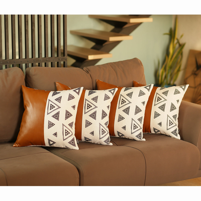 Bohemian Vegan Faux Leather Throw Pillow Covers Set