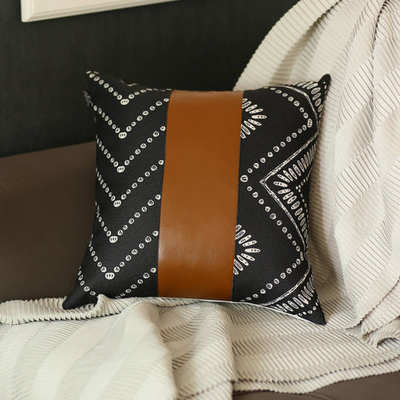 Bohemian Vegan Faux Leather Throw Pillow Covers