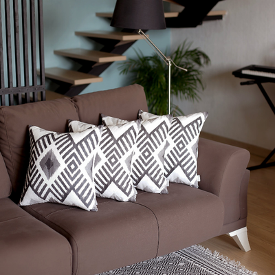 Ikat Set of 4 Square Bohemian Throw Pillows