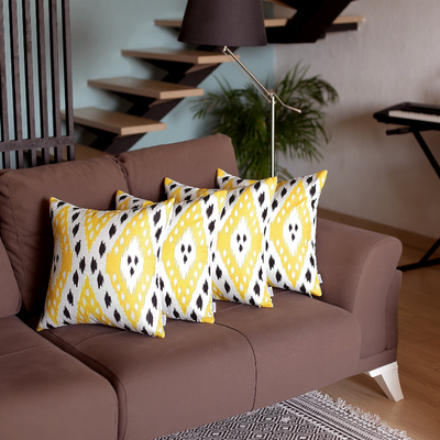 Ikat Set of 4 Square Bohemian Throw Pillows