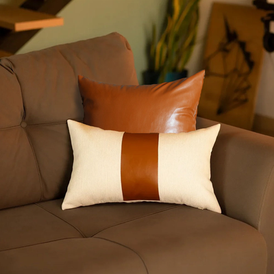 Vegan Faux Leather Throw Pillow Covers Set of 2