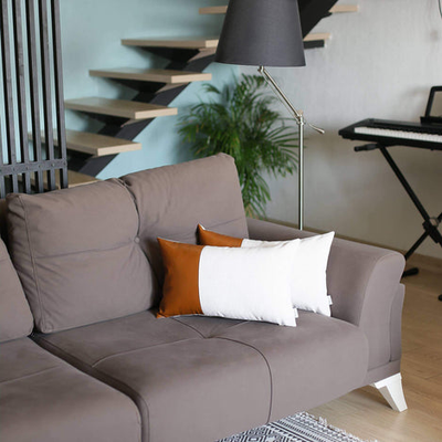 Bohemian Vegan Faux Leather Detailed Throw Pillow Set