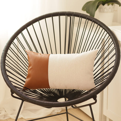 Bohemian Vegan Faux Leather Detailed Throw Pillow