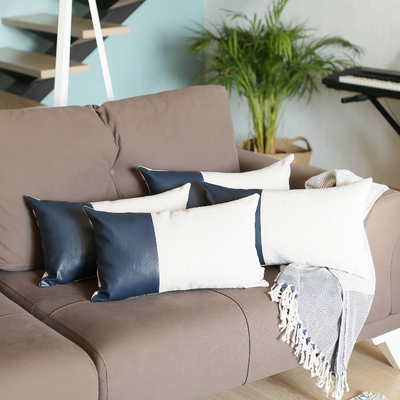 Vegan Faux Leather Throw Pillow Set of 4