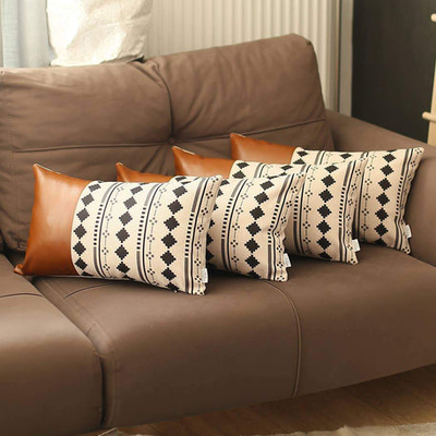 Bohemian Vegan Faux Leather Throw Pillow Set