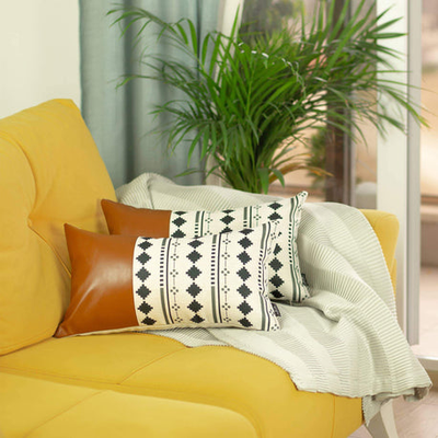 Bohemian Vegan Faux Leather Throw Pillow Set