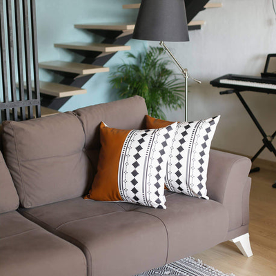 Bohemian Vegan Faux Leather Throw Pillow Set