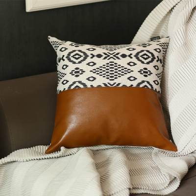 Bohemian Vegan Faux Leather Throw Pillow