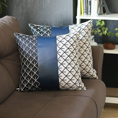 Bohemian Vegan Faux Leather Throw Pillow Set