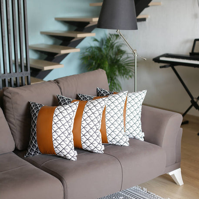 Bohemian Vegan Faux Leather Throw Pillow Covers Set