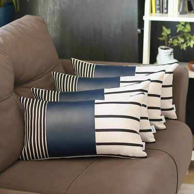 Decorative Vegan Faux Leather Throw Pillow Set of 4