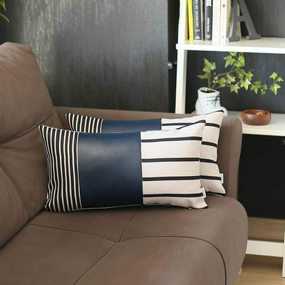 Decorative Vegan Faux Leather Throw Pillow Set of 2