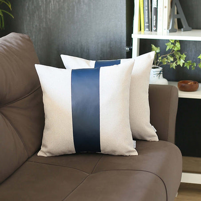 Vegan Faux Leather Detailed Throw Pillow