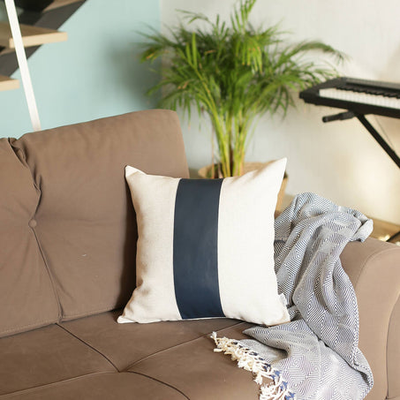 Vegan Faux Leather Detailed Throw Pillow