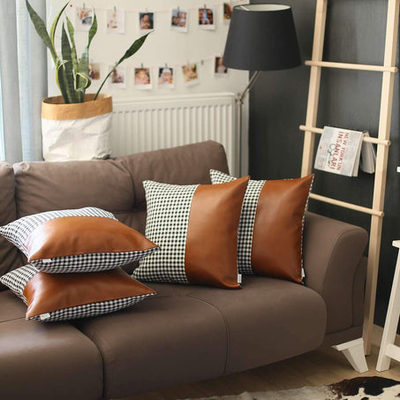 Boho-Chic Vegan Faux Leather Throw Pillow