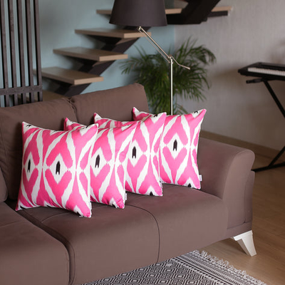 Ikat Set of 4 Square Boho Throw Pillow Covers