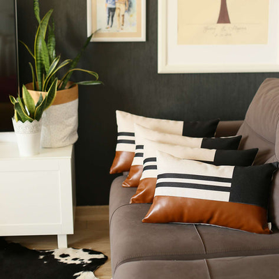 Boho-Chic Vegan Faux Leather Throw Pillow Covers