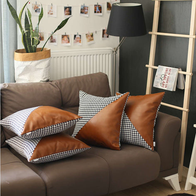 Boho-Chic Vegan Faux Leather Throw Pillow Covers