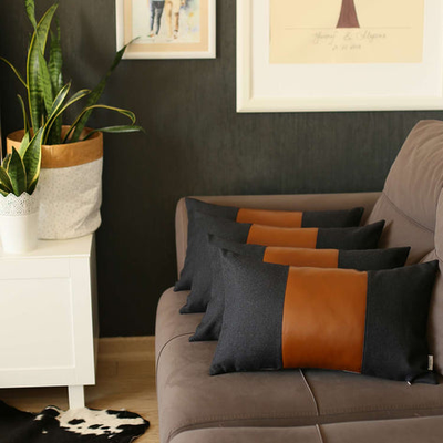 Boho-Chic Vegan Faux Leather Throw Pillow Covers