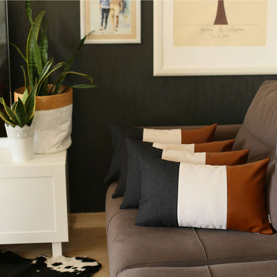 Boho-Chic Vegan Faux Leather Throw Pillow Covers