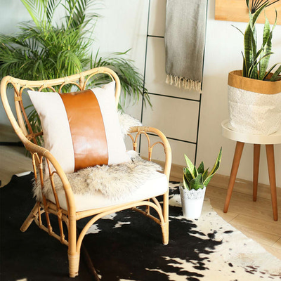 Boho-Chic Vegan Faux Leather Throw Pillow Covers