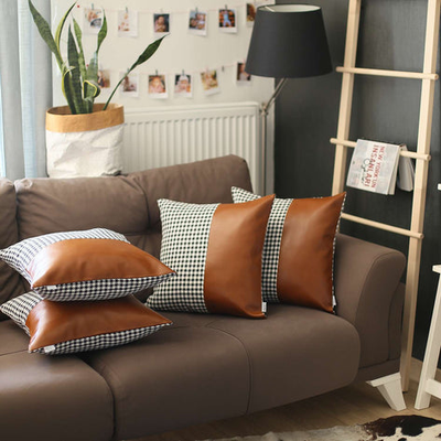 Boho-Chic Vegan Faux Leather Throw Pillow Covers