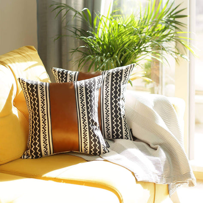 Decorative Bohemian Vegan Faux Leather Throw Pillow