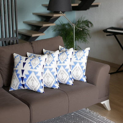 Ikat Set of 4 Square Boho Throw Pillow Covers