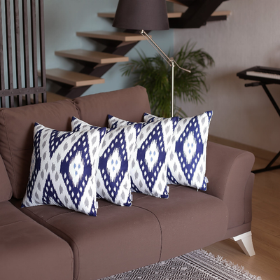 Ikat Set of 4 Square Boho Throw Pillow Covers