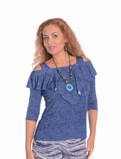 Ruffle Front Cold Shoulder Top In Black And More Prints