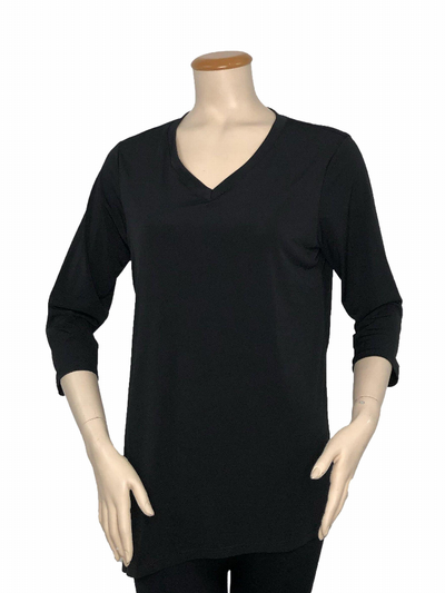 V - Neck Asymmetrical 3/4 Sleeve Tunic Top
