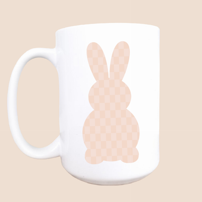 Checker bunny ceramic coffee mu