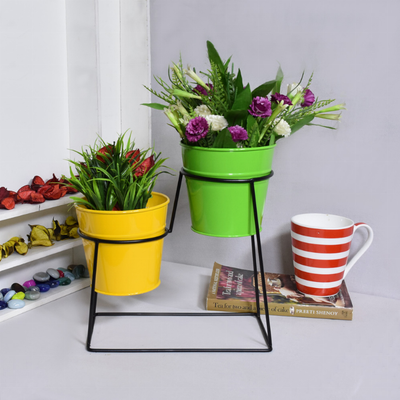 Handmade 100% Iron Round Modern Coated Color Planters Pot