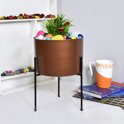 Handmade 100% Iron Round Modern Copper Coated Color Planters Pot