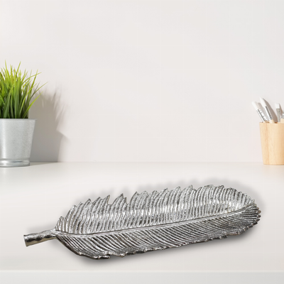 Handmade Decorative Silver Color Coated Aluminium Tray