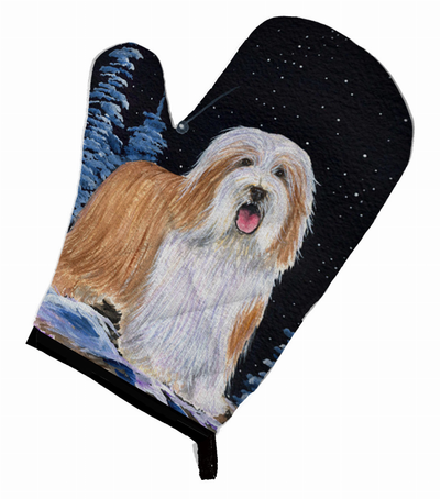 Starry Night Bearded Collie Oven Mitt