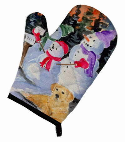 Snowman with Golden Retriever Oven Mitt