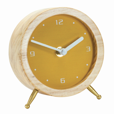 Desk Clock 3"D x 4.75"H Wood/MDF 1AA Battery, Not Included