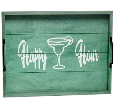 Elegant Designs Decorative Wood Serving Tray with Handles, 15.50" x 12"