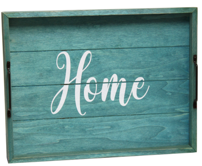 Elegant Designs Decorative Wood Serving Tray with Handles, 15.50" x 12"